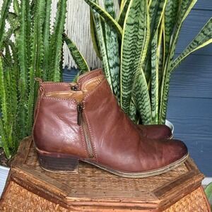 Lucky Brand 🍀 Basel Brown Leather Side Zip Ankle Boots  9.5